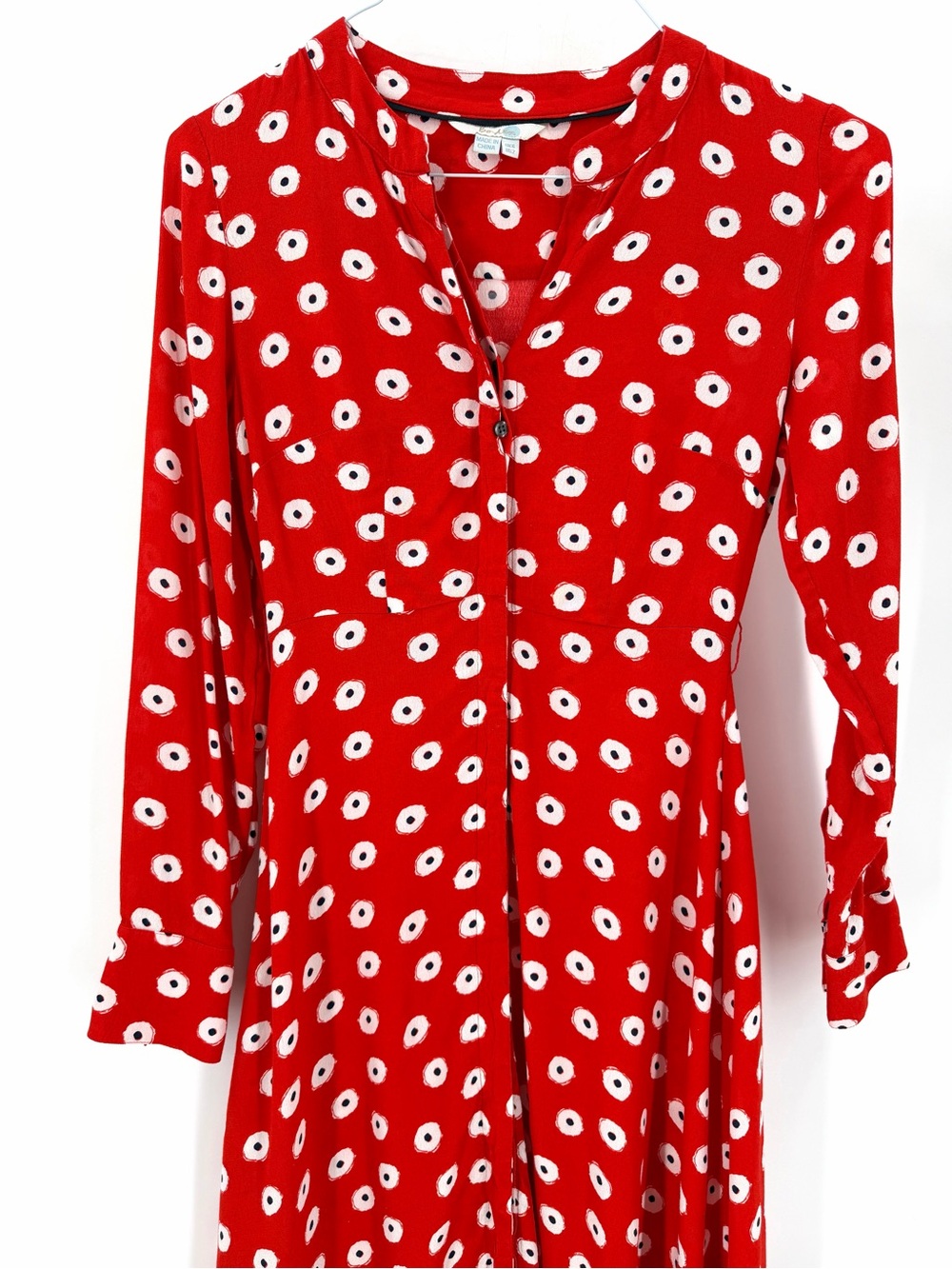 BODEN Jessica Long Sleeve Button Down Ref Polkadot Above Knee Flowy Dress - Picture 4 of 9